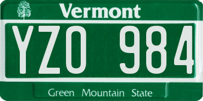 VT license plate YZO984