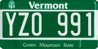 VT license plate YZO991
