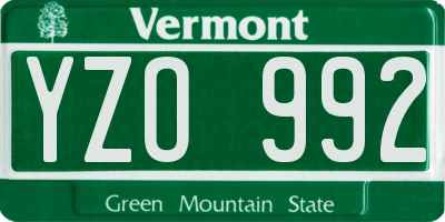 VT license plate YZO992