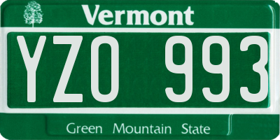VT license plate YZO993