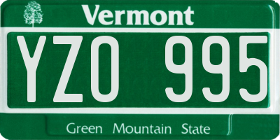 VT license plate YZO995