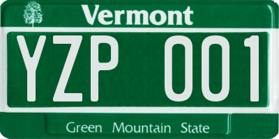 VT license plate YZP001