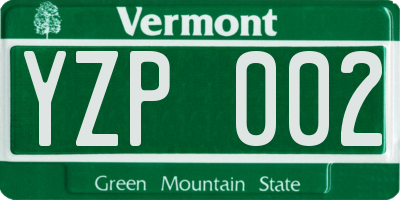 VT license plate YZP002