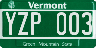 VT license plate YZP003