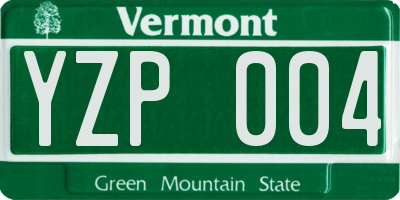 VT license plate YZP004