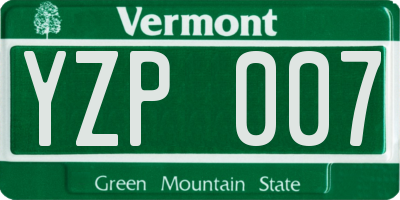 VT license plate YZP007