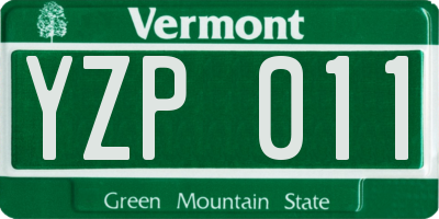 VT license plate YZP011