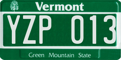 VT license plate YZP013