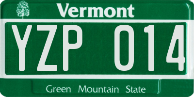 VT license plate YZP014