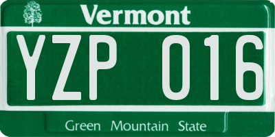 VT license plate YZP016