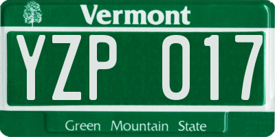 VT license plate YZP017