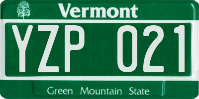 VT license plate YZP021