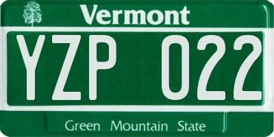 VT license plate YZP022