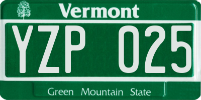 VT license plate YZP025