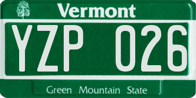 VT license plate YZP026