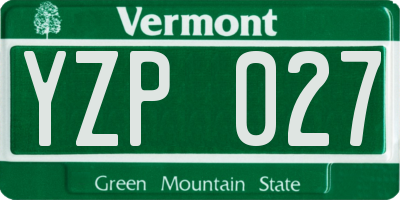 VT license plate YZP027