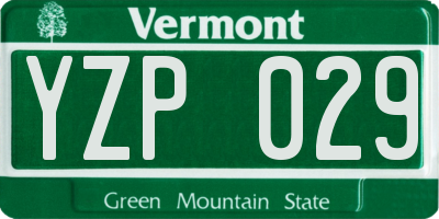 VT license plate YZP029