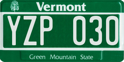VT license plate YZP030