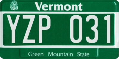 VT license plate YZP031
