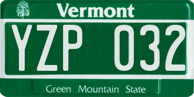 VT license plate YZP032