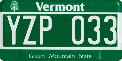 VT license plate YZP033