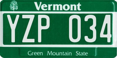 VT license plate YZP034