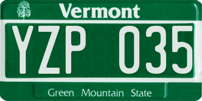 VT license plate YZP035