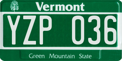 VT license plate YZP036