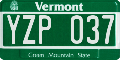 VT license plate YZP037