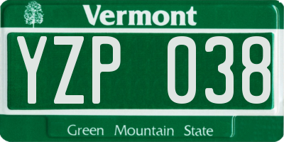 VT license plate YZP038