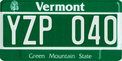 VT license plate YZP040