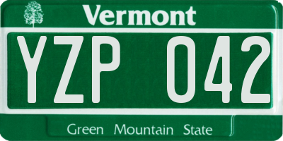 VT license plate YZP042