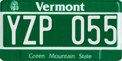 VT license plate YZP055