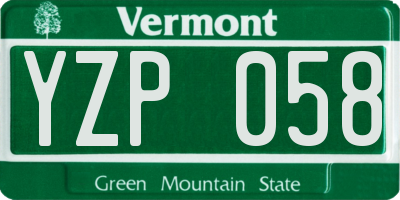 VT license plate YZP058