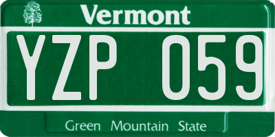 VT license plate YZP059