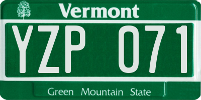 VT license plate YZP071