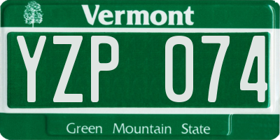 VT license plate YZP074