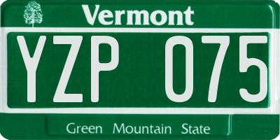 VT license plate YZP075