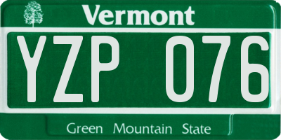 VT license plate YZP076