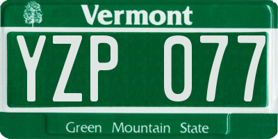 VT license plate YZP077