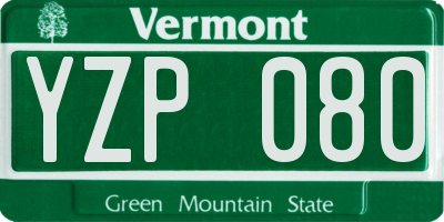 VT license plate YZP080
