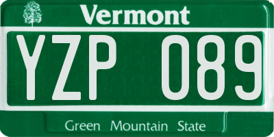 VT license plate YZP089