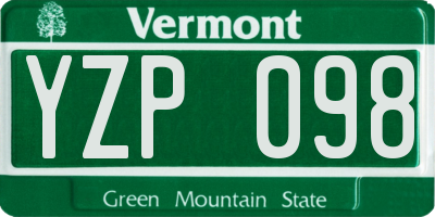 VT license plate YZP098