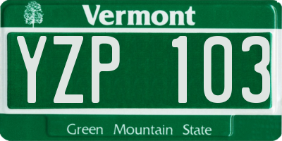 VT license plate YZP103