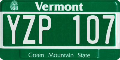 VT license plate YZP107