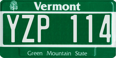 VT license plate YZP114