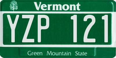 VT license plate YZP121