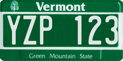 VT license plate YZP123