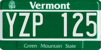 VT license plate YZP125