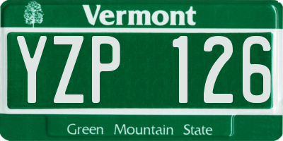 VT license plate YZP126